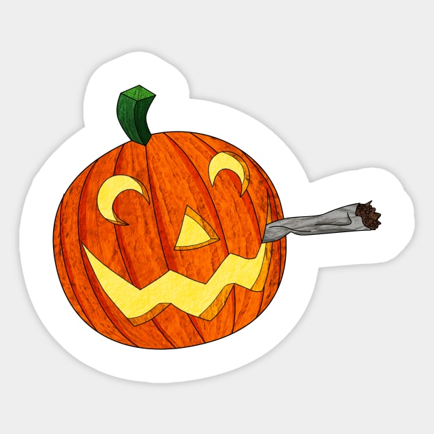 Smoking Pumpkin Sticker by MarceloMoretti90